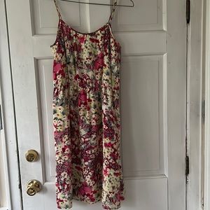 Banana Republic spaghetti strap floral sundress, no zip, elastic waist, sz PS